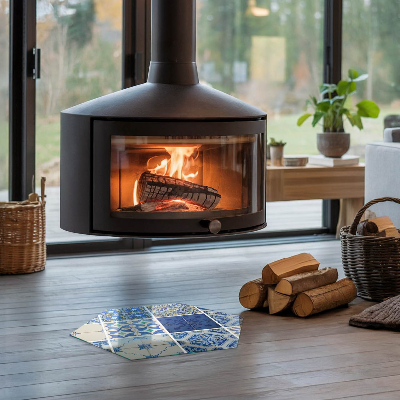 Sechseckige glass hearth for stove Stylish designs inspired by ceramics