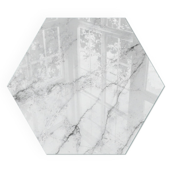 Sechseckige glass fire hearth Marble structure with subtle veining