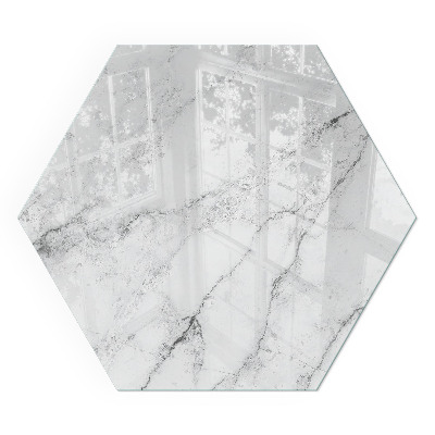 Sechseckige glass fire hearth Marble structure with subtle veining
