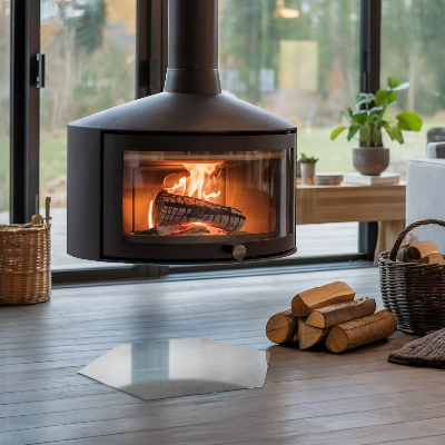 Sechseckige glass hearth pad Concrete effect styling