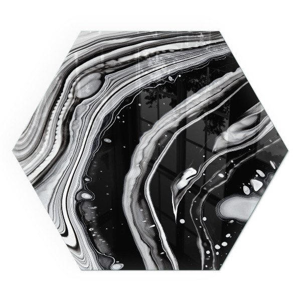 Sechseckige glass hearth for stove Lines and waves in a modern version