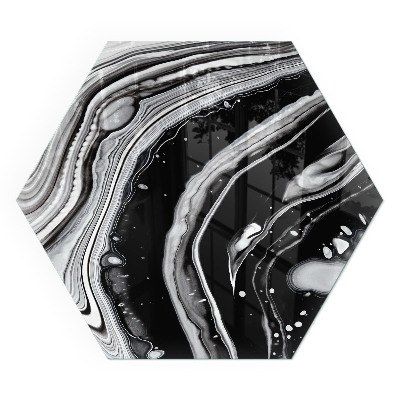 Sechseckige glass hearth for stove Lines and waves in a modern version