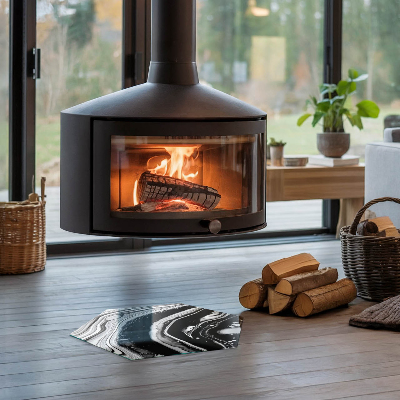 Sechseckige glass hearth for stove Lines and waves in a modern version