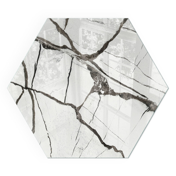 Sechseckige glass hearth for stove Marble-style vein pattern