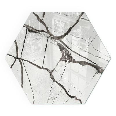 Sechseckige glass hearth for stove Marble-style vein pattern