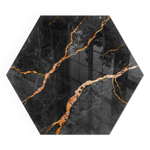 Sechseckige glass fire hearth Classic marble with subtle veining
