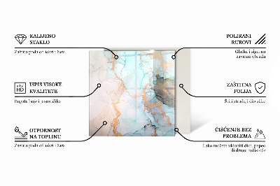 Sechseckige glass hearth for stove Marble pattern in a modern style