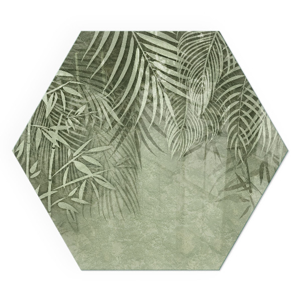 Sechseckige glass hearth pad Background with tropical leaves