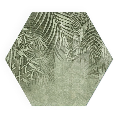 Sechseckige glass hearth pad Background with tropical leaves