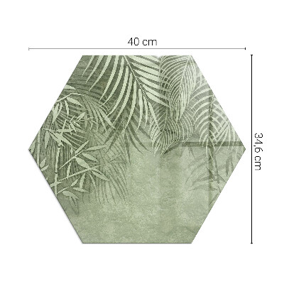Sechseckige glass hearth pad Background with tropical leaves