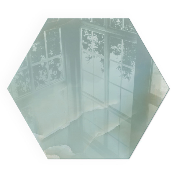 Sechseckige glass hearth for stove Elegant marble motif