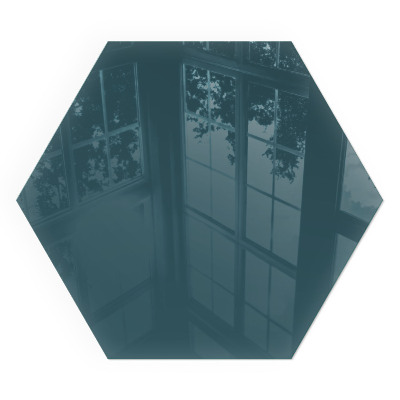 Sechseckige glass fire hearth Sea Color