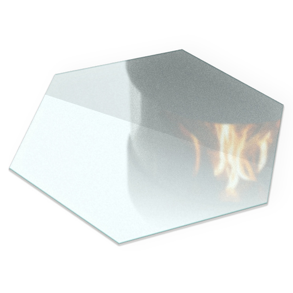 Hexagonal semi-transparent glass hearth plate