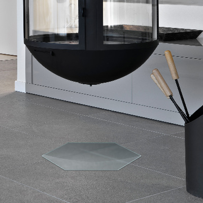 Glass hearth plate Hexagonal semi-transparent