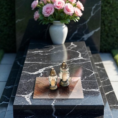Grave candle coaster decorative Dark wood plank
