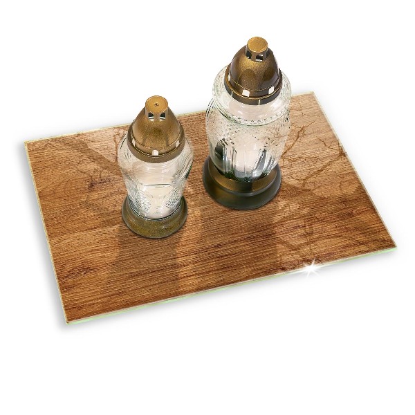 Glass candle plate decorative Wood plank texture
