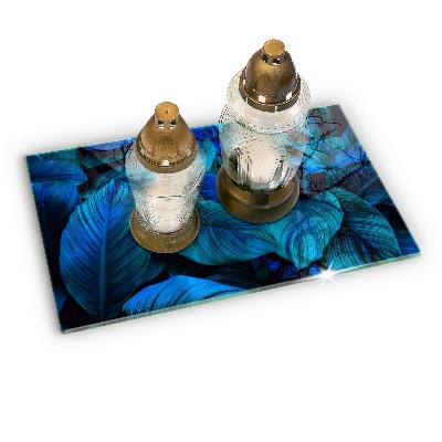 Glass candle plate decorative Jungle foliage leaves