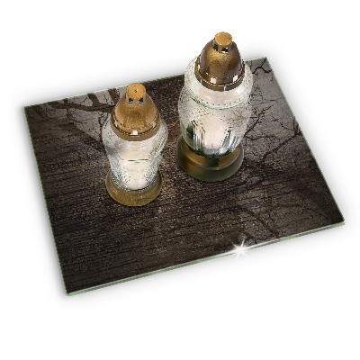 Glass candle plate decorative Bark wood texture