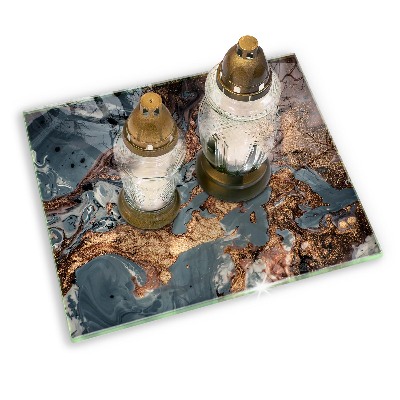 Grave candle coaster decorative Gold rock structure