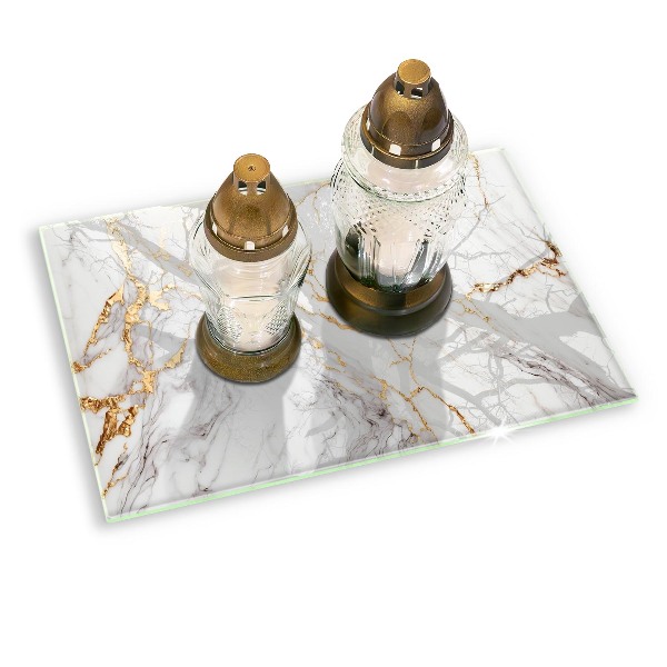 Grave candle coaster decorative Light marble with gold