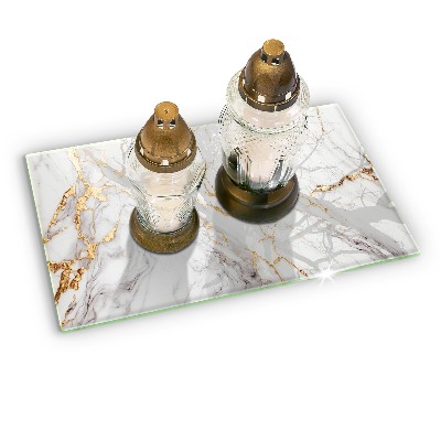 Grave candle coaster decorative Light marble with gold