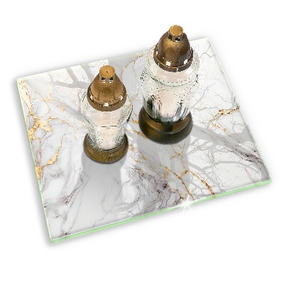 Grave candle coaster decorative Light marble with gold