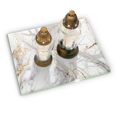 Grave candle coaster decorative Light marble with gold