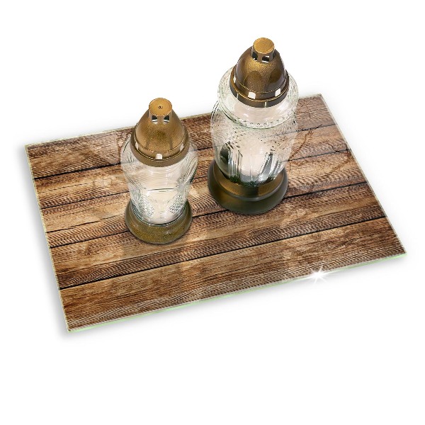 Glass candle plate decorative Wood texture boards