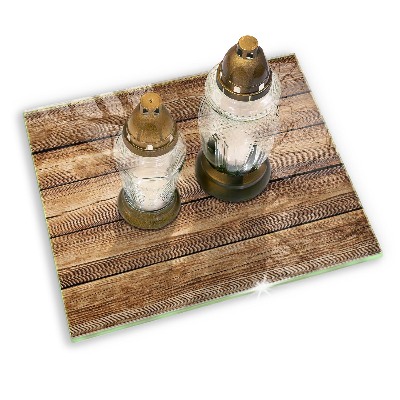 Glass candle plate decorative Wood texture boards