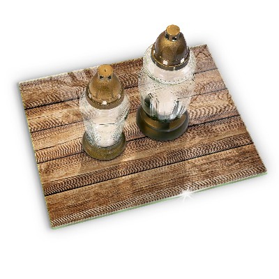 Glass candle plate decorative Wood texture boards