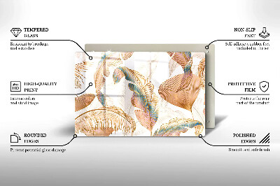 Grave candle coaster decorative Boho feathers and leaves