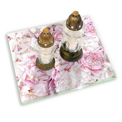 Glass candle plate decorative Bouquet of peonies