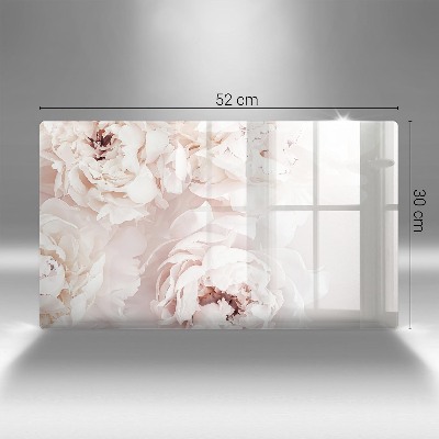 Glass candle plate decorative Pastel peonies