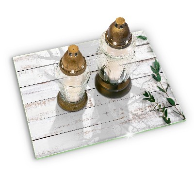Glass candle plate decorative Old boards and leaves