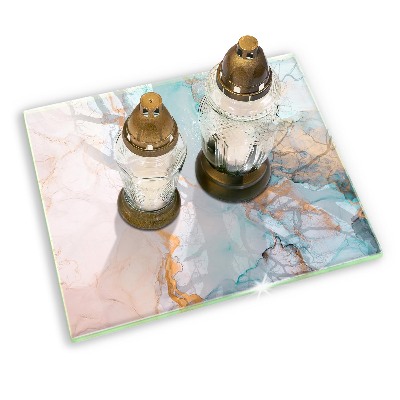 Glass candle plate decorative Marble abstraction