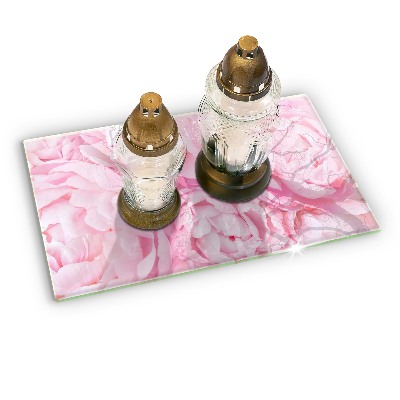 Glass candle plate decorative Delicate peonies