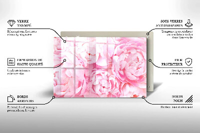 Glass candle plate decorative Delicate peonies