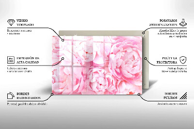 Glass candle plate decorative Delicate peonies