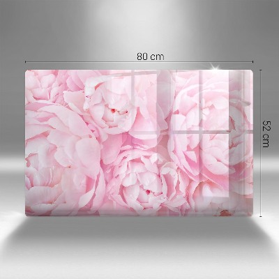 Glass candle plate decorative Delicate peonies