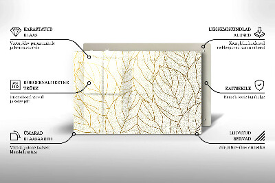 Glass candle plate decorative Line art pattern leaves