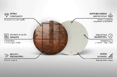 Glass candle plate Dark wood plank