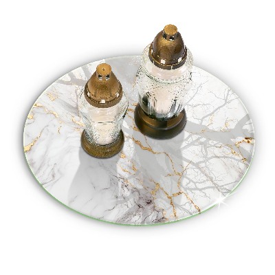 Glass candle plate Light marble with gold