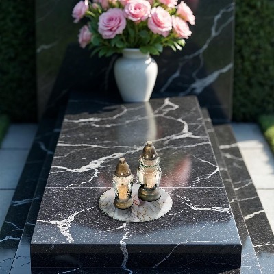 Glass candle plate Light marble with gold