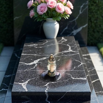Grave candle plate Navy blue colour