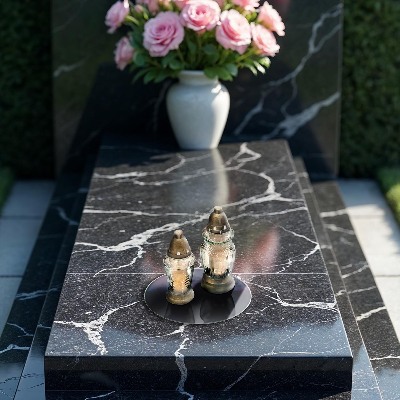 Grave candle plate Navy blue colour