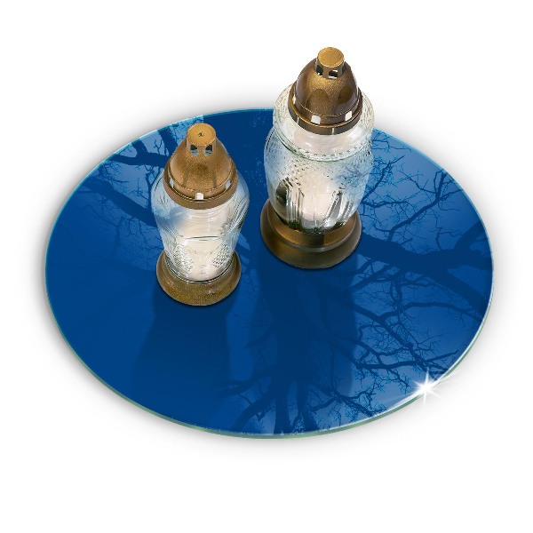 Grave candle plate Blue colour