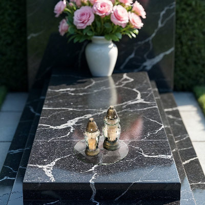 Round grave candle plate transparent