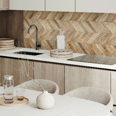 Rectangular bathroom wall panel Herringbone pattern made of wood