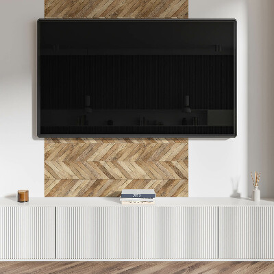 Rectangular bathroom wall panel Herringbone pattern made of wood