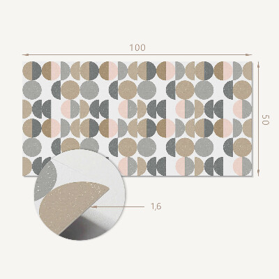 Rectangular bathroom wall panel Circles and semicircles in a geometric style